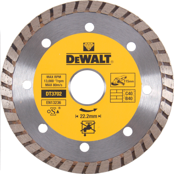 Диамантен диск за зидария-турбо Dewalt DT3702 диаметър 115 мм