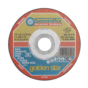 Диск за рязане метал и инокс Sonnenflex Golden Star SF76707 диаметър 125 мм, дебелина - 1 мм.