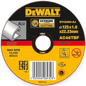 Абразивен диск за рязане на алуминий Dewalt DT42360 диаметър 125мм .