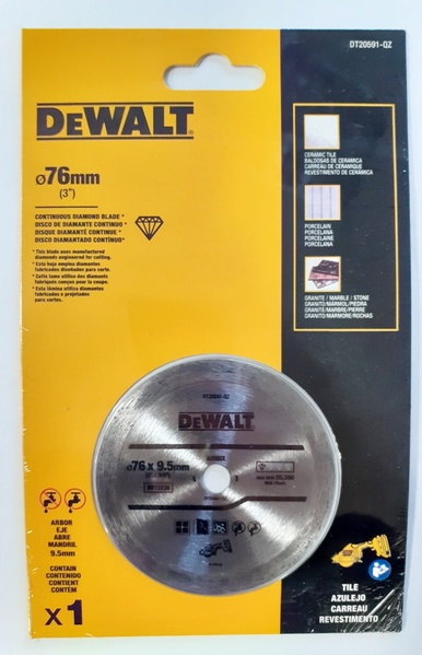 Диск за рязане на керамика, порцелан и гранит с диаметър 76 мм Dewalt DT20591