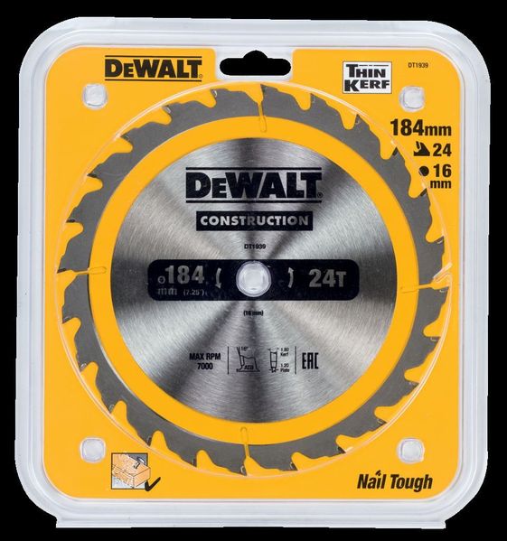 Циркулярен диск за дърво Dewalt DT1939 184 x 16 x 24 зъба
