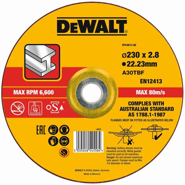 Абразивен диск за рязане на метал Dewalt DT43913 диаметър 230 мм 